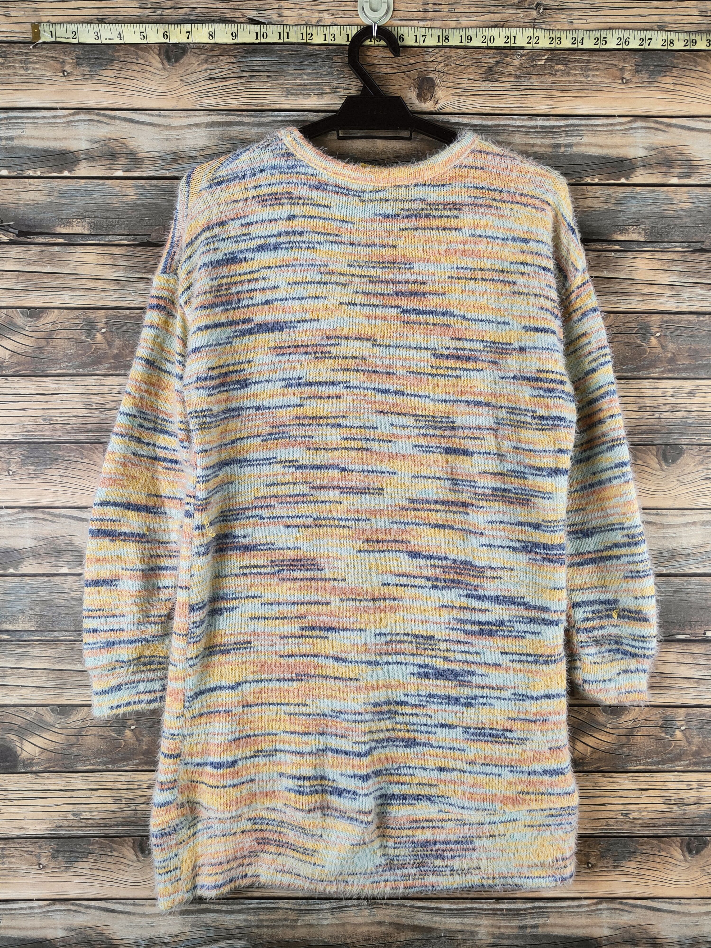 Japanese Brand DL Titicaca Orange Yellow Fur Mohair Knitwear #46-986 Size M / US 6-8 / IT 42-44 - 7 Thumbnail