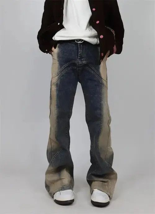 VIBE Men Washable Tie Dyed Flared Baggy Jeans Size US 28 / EU 44 - 1 Thumbnail