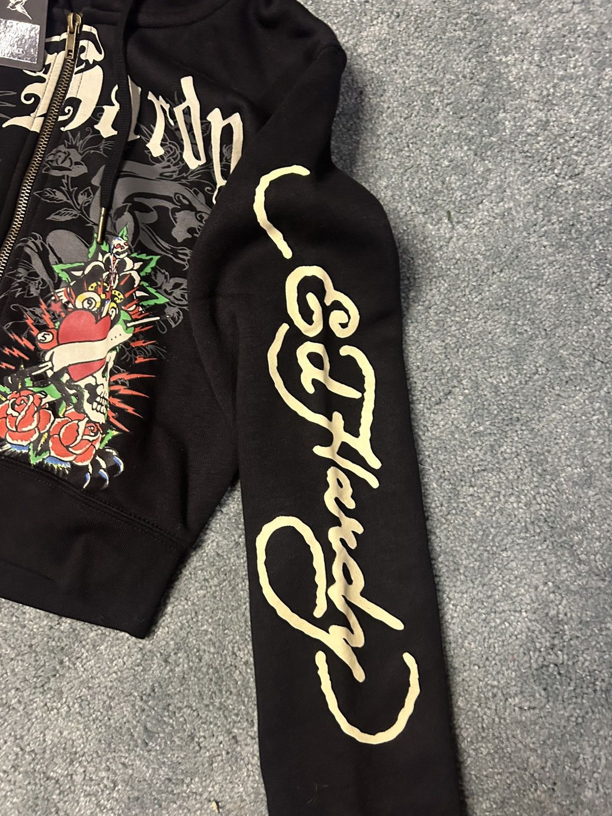 Ed Hardy NWT Womens Ed Hardy Rose Skull Zip Up Hoodie Size L / US 10 / IT 46 - 3 Thumbnail