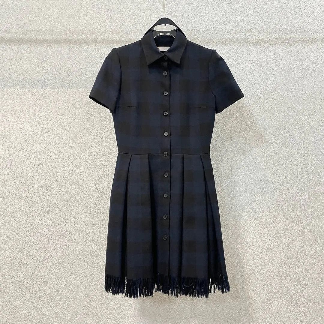 Dior Dior Checkered Fringe Midi Dress Size 36 Size XS / US 0-2 / IT 36-38 - 1 Thumbnail