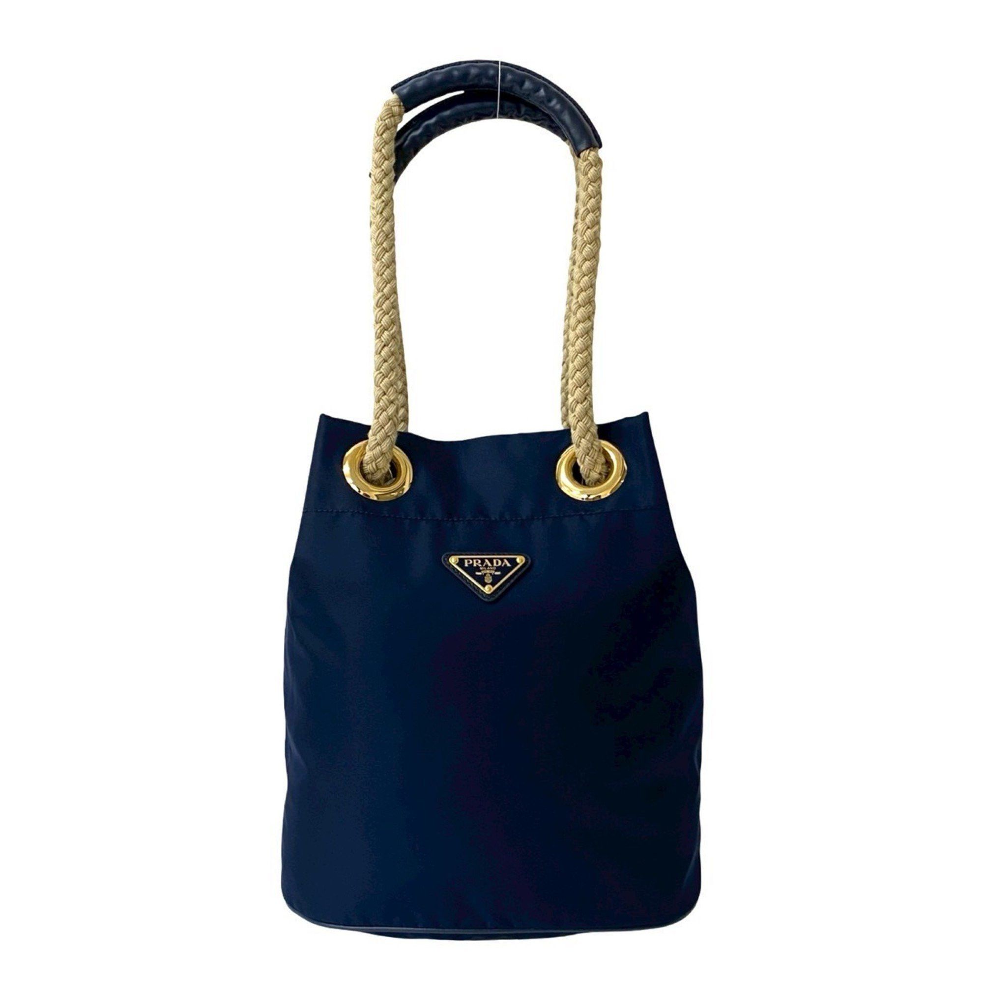 Prada Prada Triangle Logo Plate with Metal Hardware Nylon and Leather Shoulder Bag/Handbag/Tote Bag Navy 34484 Size ONE SIZE - 1 Thumbnail