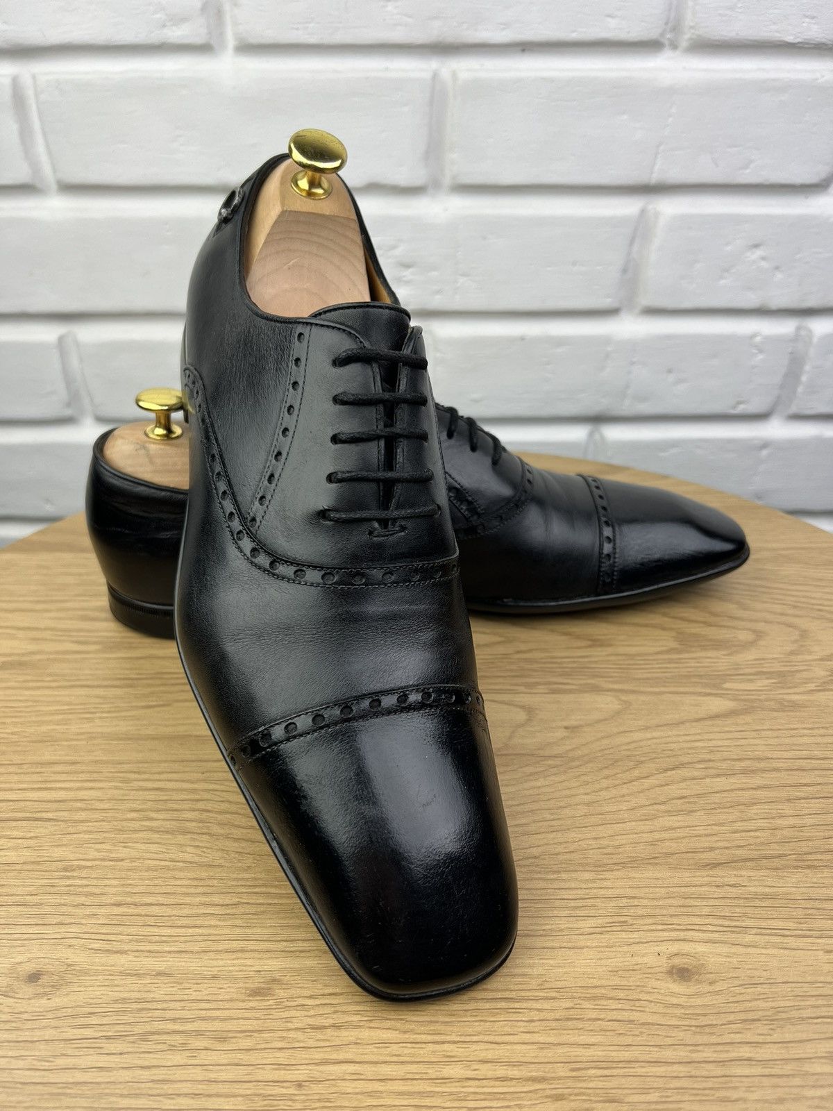 Gucci GUCCI Oxfords Leather Shoes Lace Up Back Logo Black Men’s Size US 10 / EU 43 - 2 Thumbnail