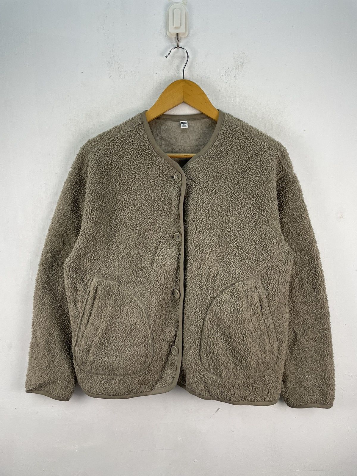 Japanese Brand × Uniqlo 🇯🇵 Uniqlo Cardigan Fleece Jacket Sweater Brown Nude Size XL / US 12-14 / IT 48-50 - 1 Thumbnail