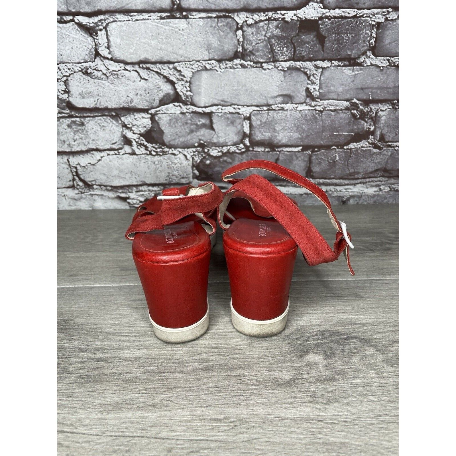 Other Bournazos Athens Red Suede Leather Ankle Strap Wedge Sandals Size US 8.5 / IT 38.5 - 3 Thumbnail