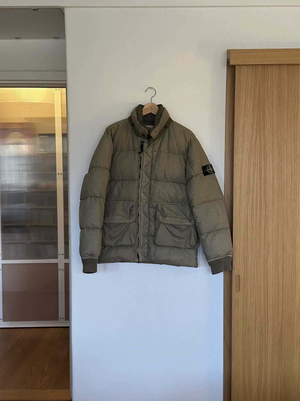 Stone Island Stone Island Lino Resinato Down-TC Jacket — Olive Size US M / EU 48-50 / 2 - 1 Thumbnail