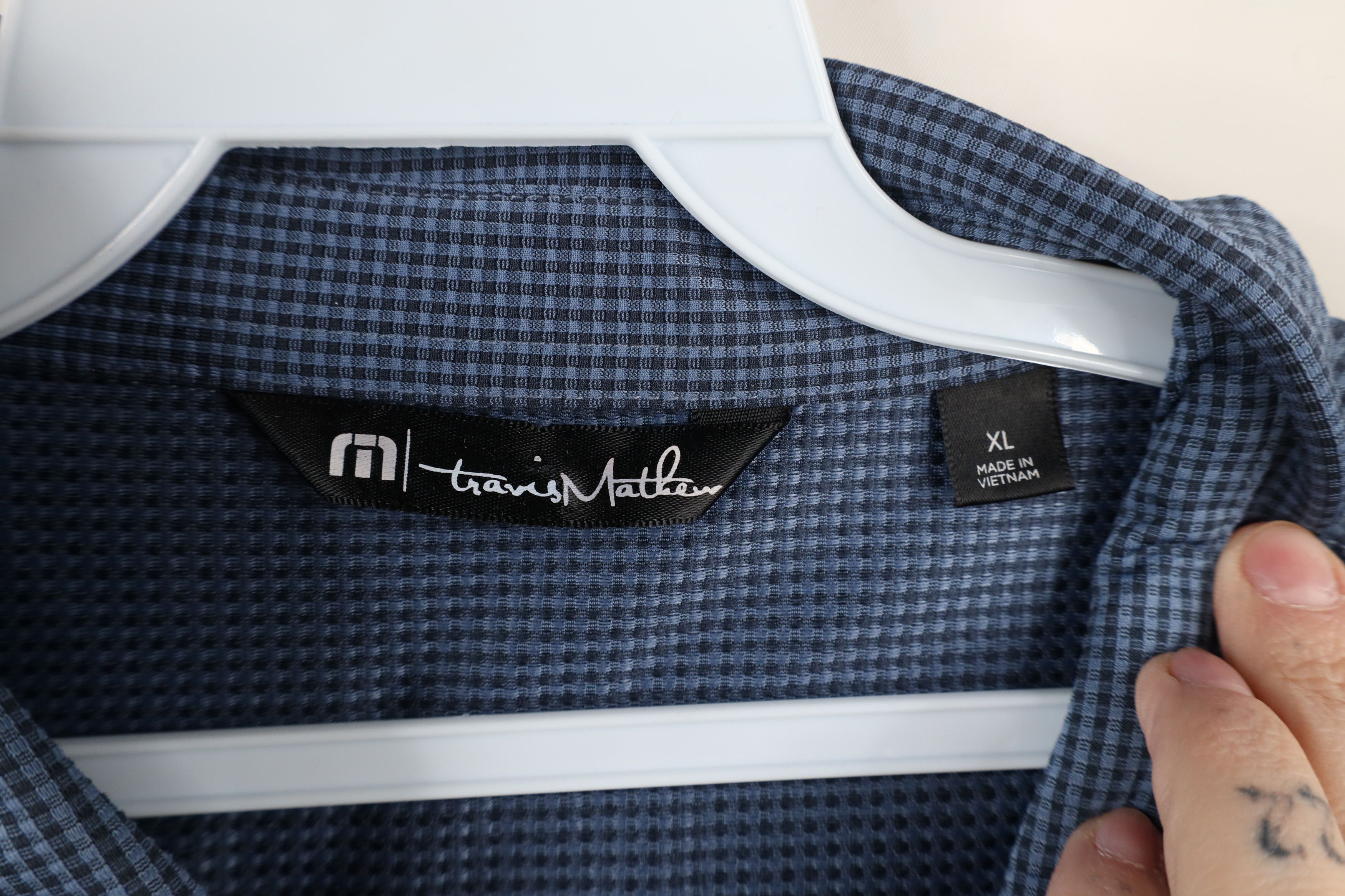 TravisMathew × Vintage Travis Mathew Plaid Stretch Collared Golf Polo Shirt Blue Size US XL / EU 56 / 4 - 5 Thumbnail