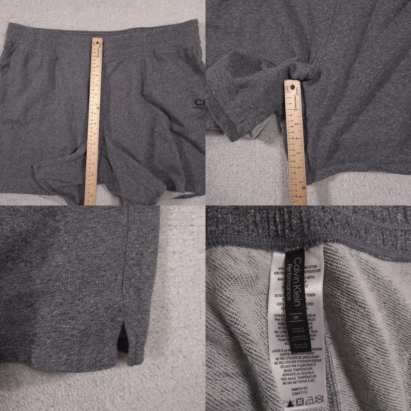 Calvin Klein Calvin Klein Performance Shorts Mens 2XL Gray Elastic Waist Pockets Casual Gym & Training CK Logo Streetwear Size US 39 - 8 Thumbnail