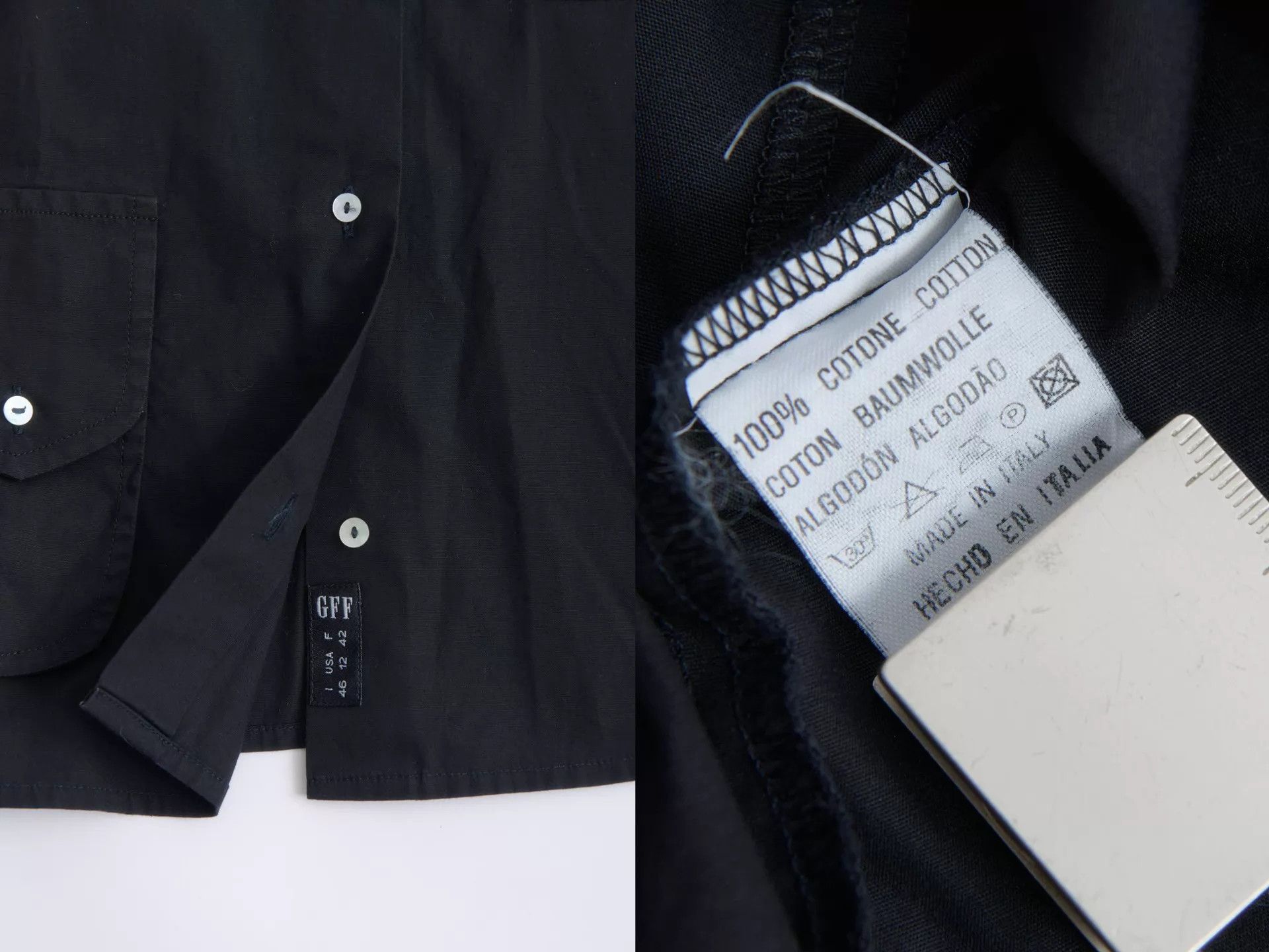 Gianfranco Ferre GIANFRANCO FERRE 90s GFF Black Structured Military Shirt Size M / US 6-8 / IT 42-44 - 9 Thumbnail