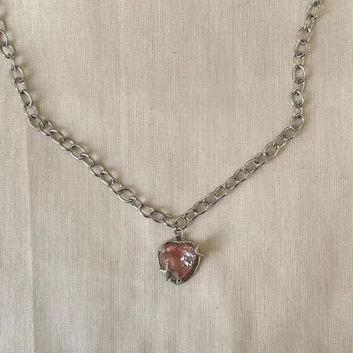 Jewelry y2k 2000s choker heart crystal star pendant silver necklace Size ONE SIZE - 4 Thumbnail