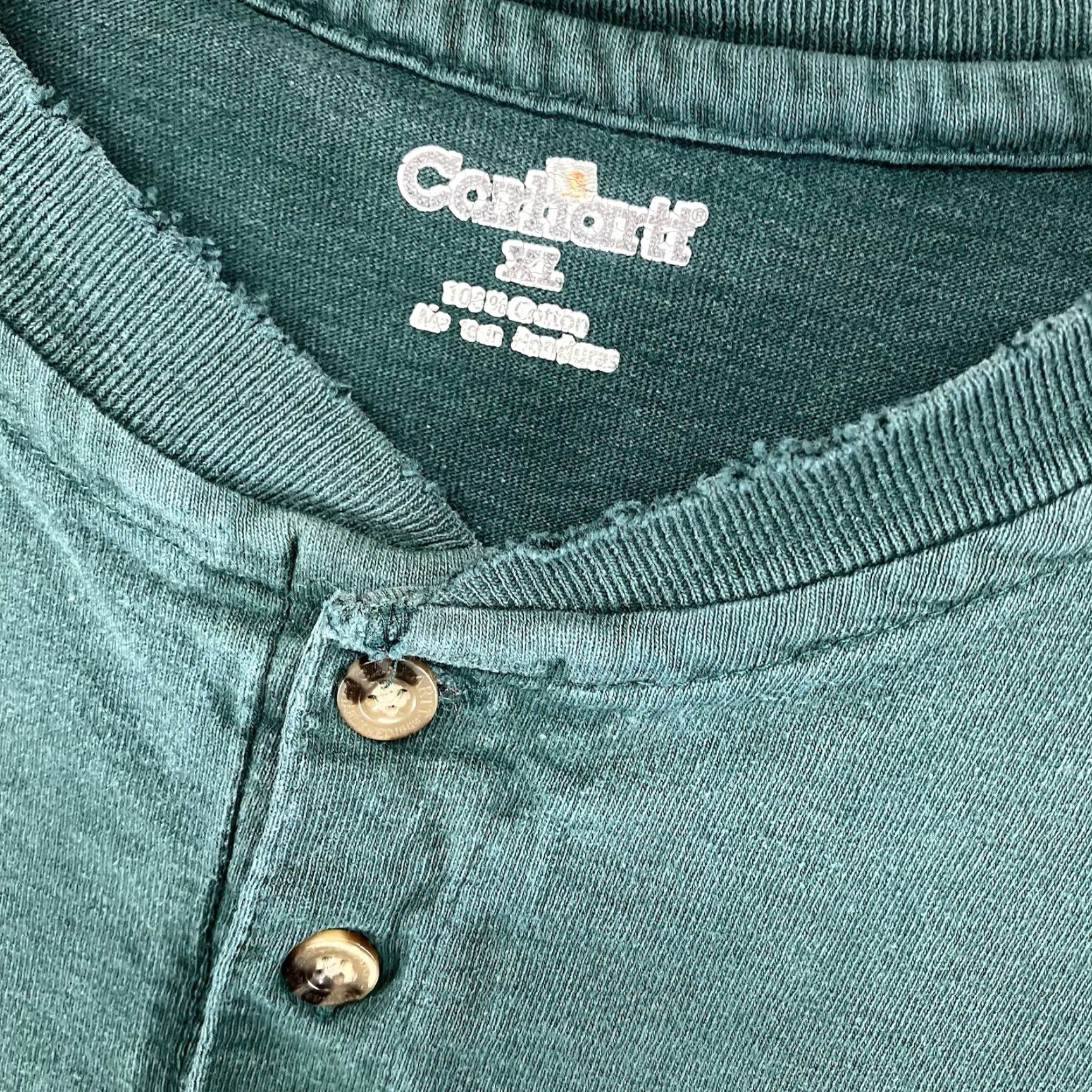 Carhartt VINTAGE Carhartt Henley T-Shirt Men XL Green Heavyweight Short Sleeve Grunge Punk Logo Size US XL / EU 56 / 4 - 6 Thumbnail