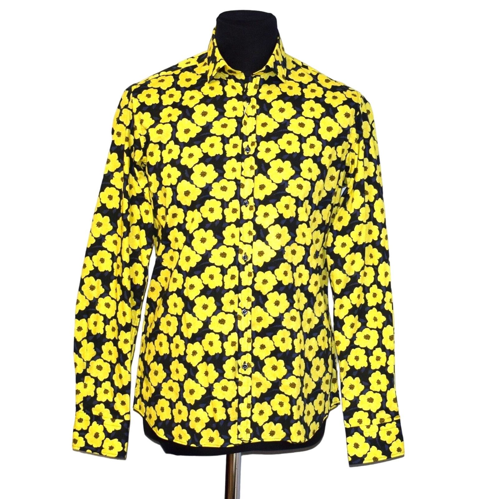 AGLINI NWT AGLINI Yellow Floral Cotton David Slim Shirt Size 40 Size US M / EU 48-50 / 2 - 1 Thumbnail