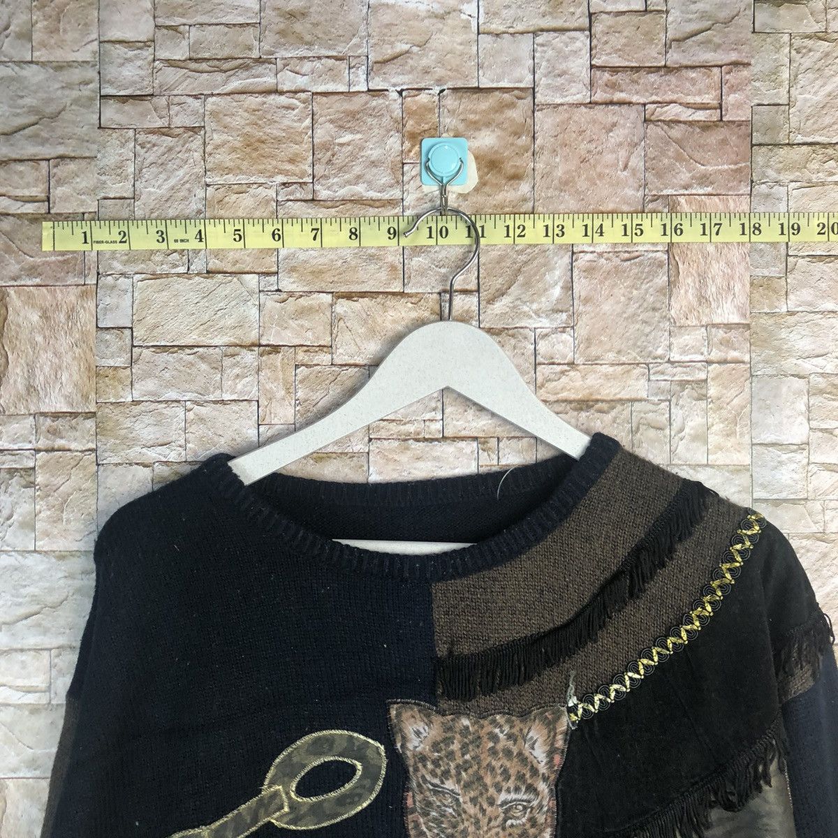 Vintage Cheetah art design vintage Black sweatshirt Knitwear #A164 Size L / US 10 / IT 46 - 4 Thumbnail