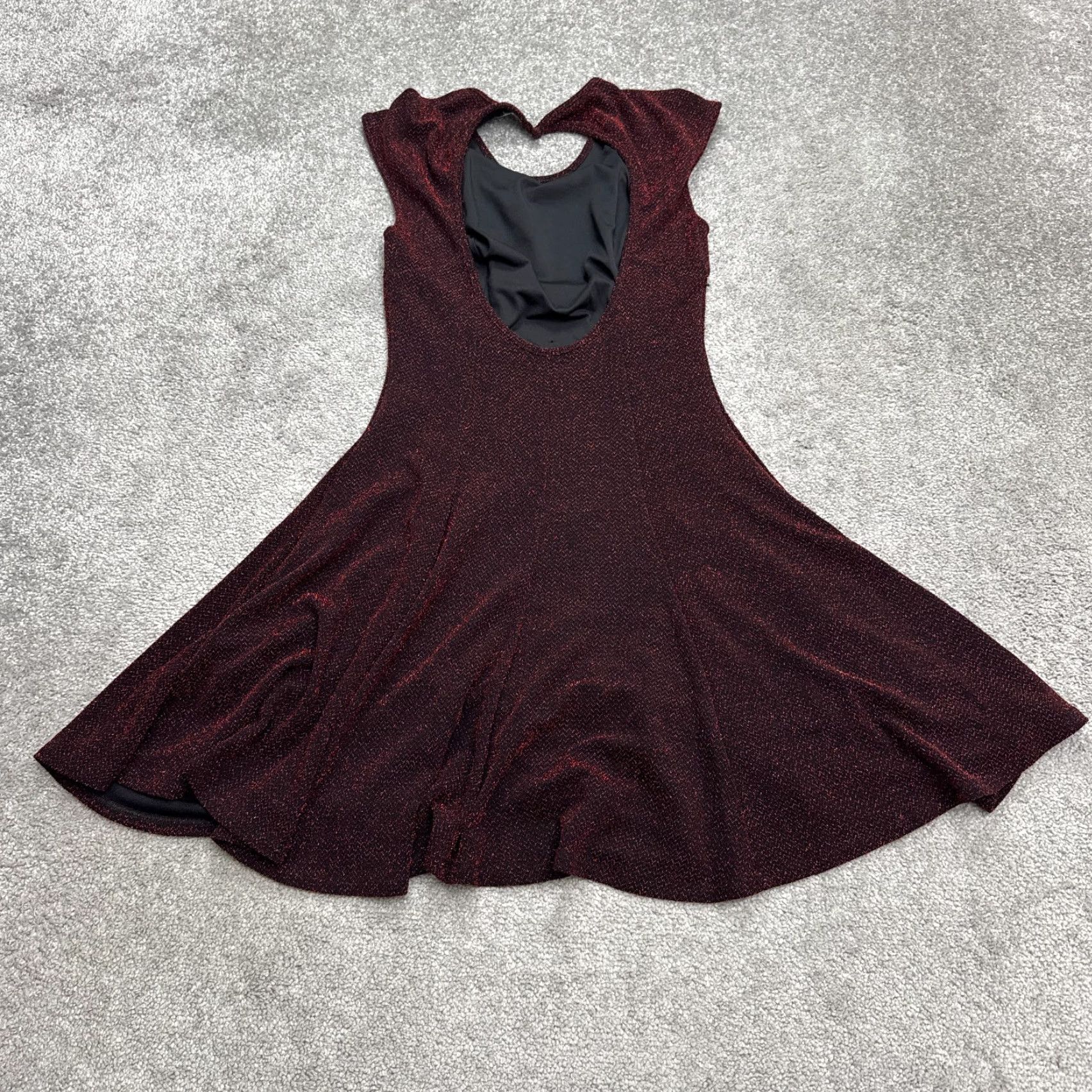 Vintage Les Petites Paris Metallic Backless Sparkle Midi A-Line Dress Womens Medium Red Size M / US 6-8 / IT 42-44 - 2 Thumbnail