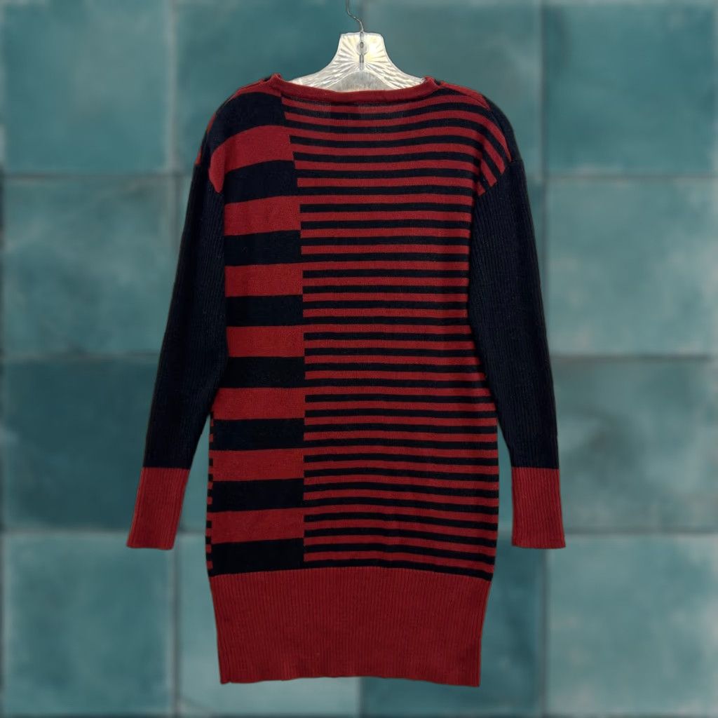 Vintage VINTAGE Bisou Bisou Sweater Dress L Red Striped Cowl Neck Long Sleeve Women Size L / US 10 / IT 46 - 1 Thumbnail