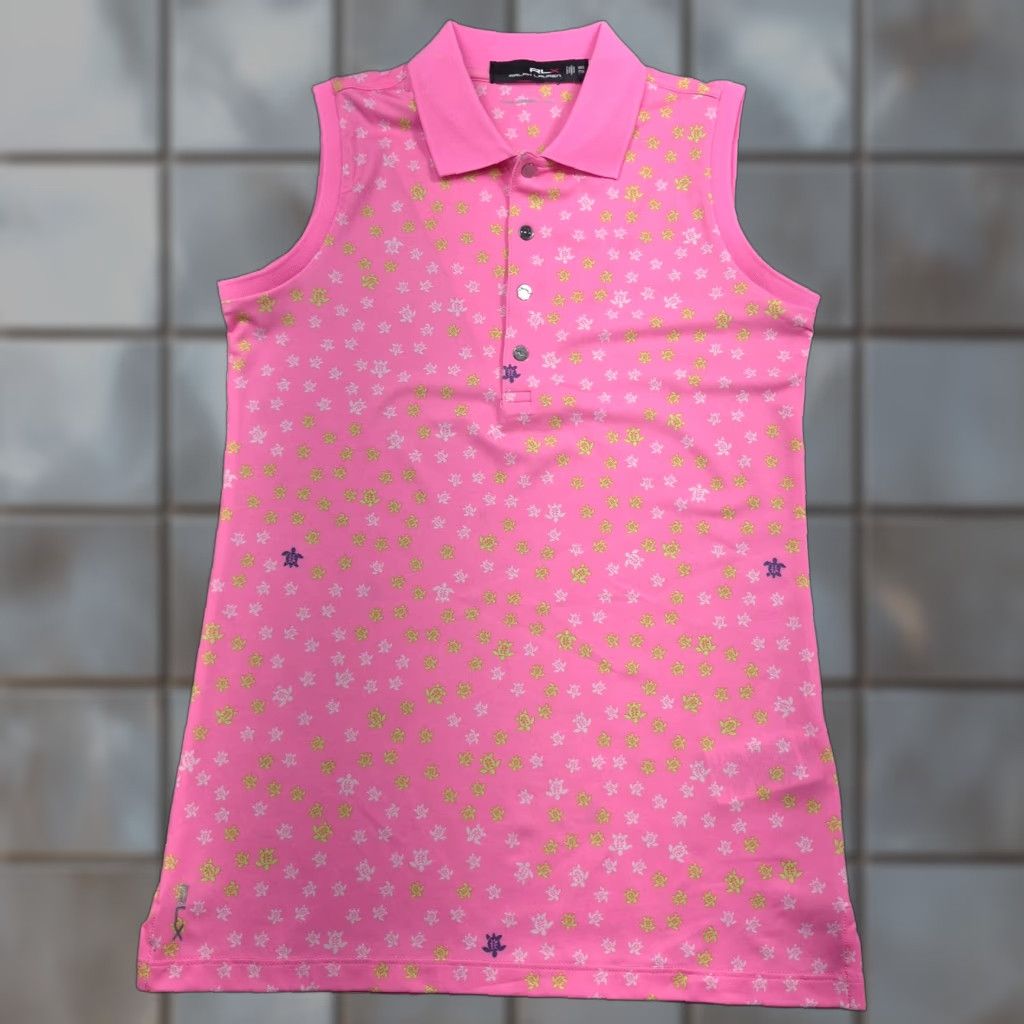 RLX Ralph Lauren RLX Ralph Lauren Polo Shirt Womens XXS Pink Turtle Print Golf Stretch Sleeveless Size XXS / US 00 / IT 34 - 1 Thumbnail