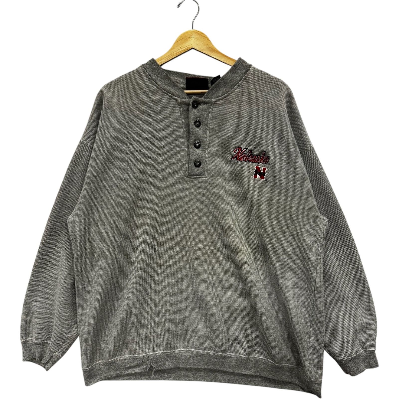Vintage VTG University of Nebraska Embroidered Henley Crewneck XL Size US XL / EU 56 / 4 - 1 Thumbnail