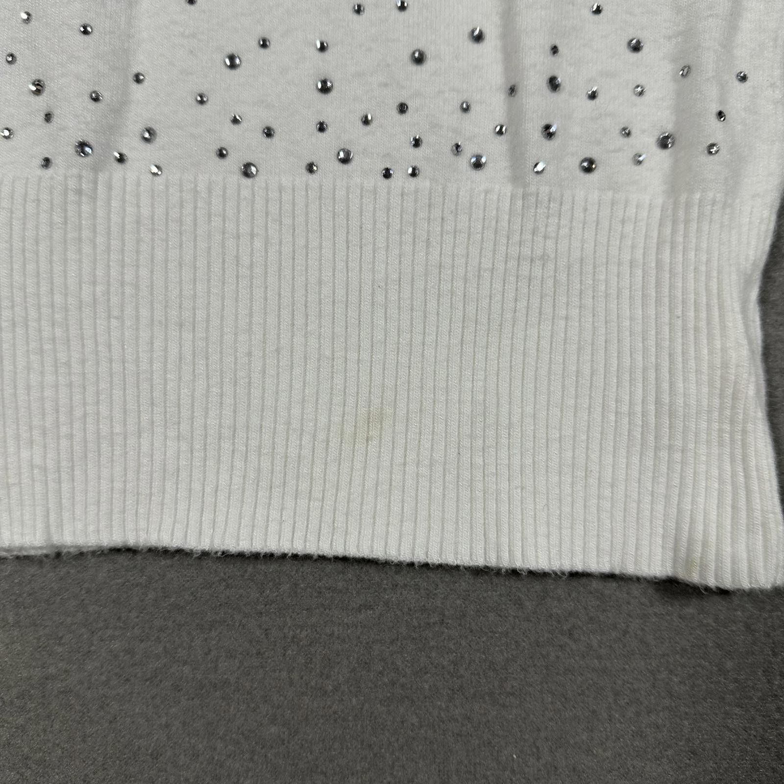 United Colors Of Benetton BEBE Sweater White Rhinestone Detail XS Y2K Size XS / US 0-2 / IT 36-38 - 5 Thumbnail