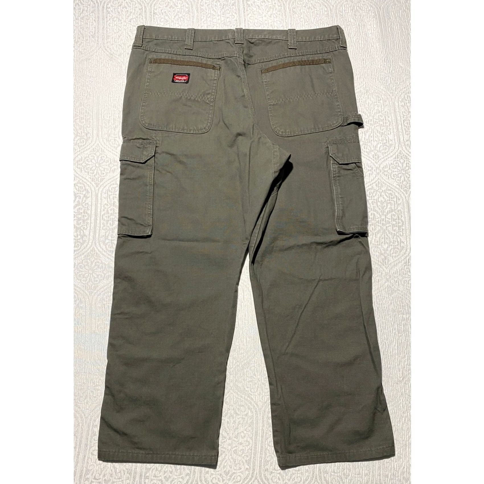 Wrangler Wrangler Workwear Mens Olive Green Ripstop Cargo Pants Relaxed Fit 40x28 Utility Size US 40 / EU 56 - 2 Thumbnail