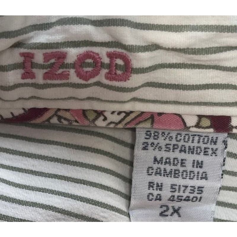Izod Izod Womens Plus Size 2X Button Down Collared Shirt Size XXL / US 16-18 / IT 52-54 - 5 Thumbnail