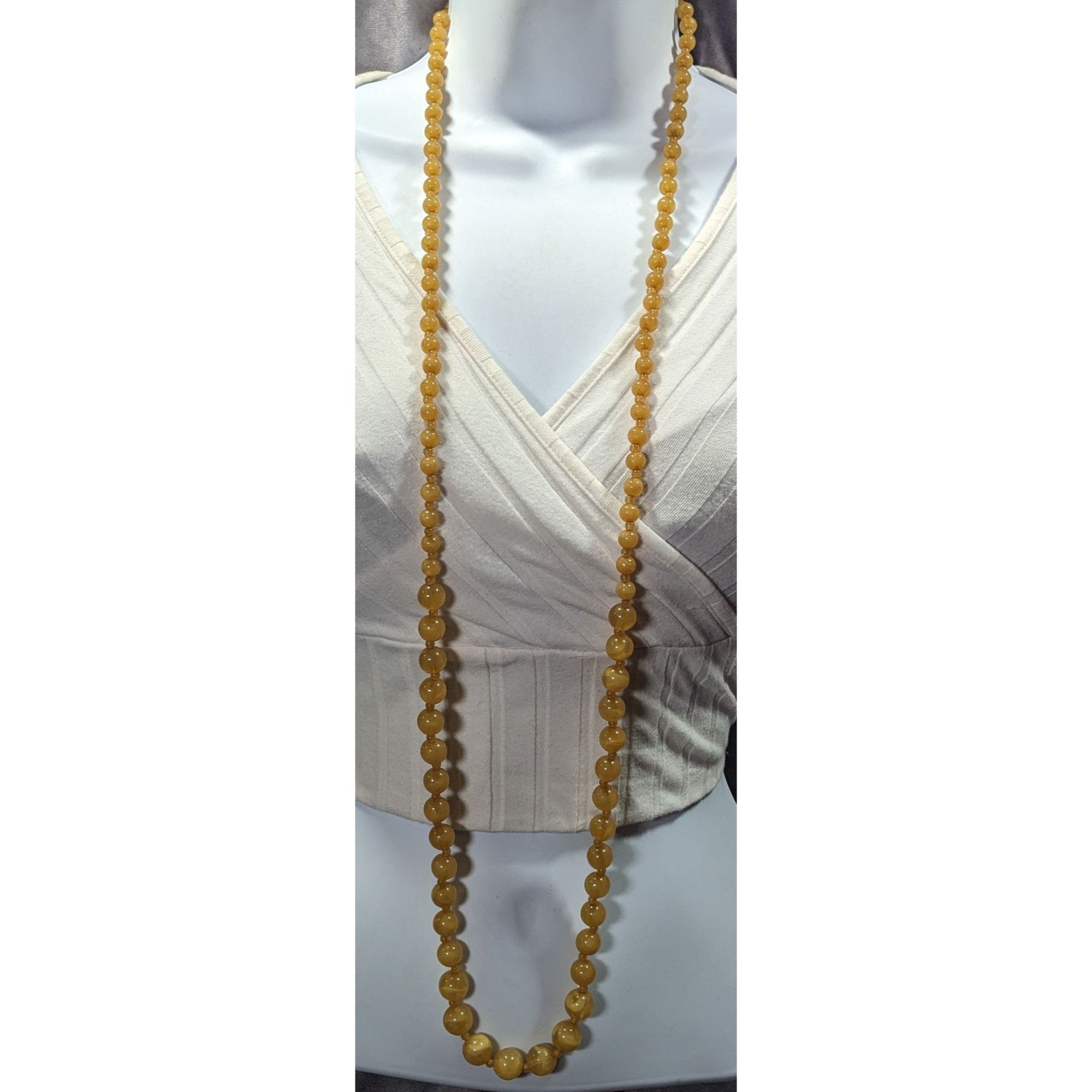 Other Vintage Honey Tone Beaded Opera Length Necklace Size ONE SIZE - 5 Thumbnail