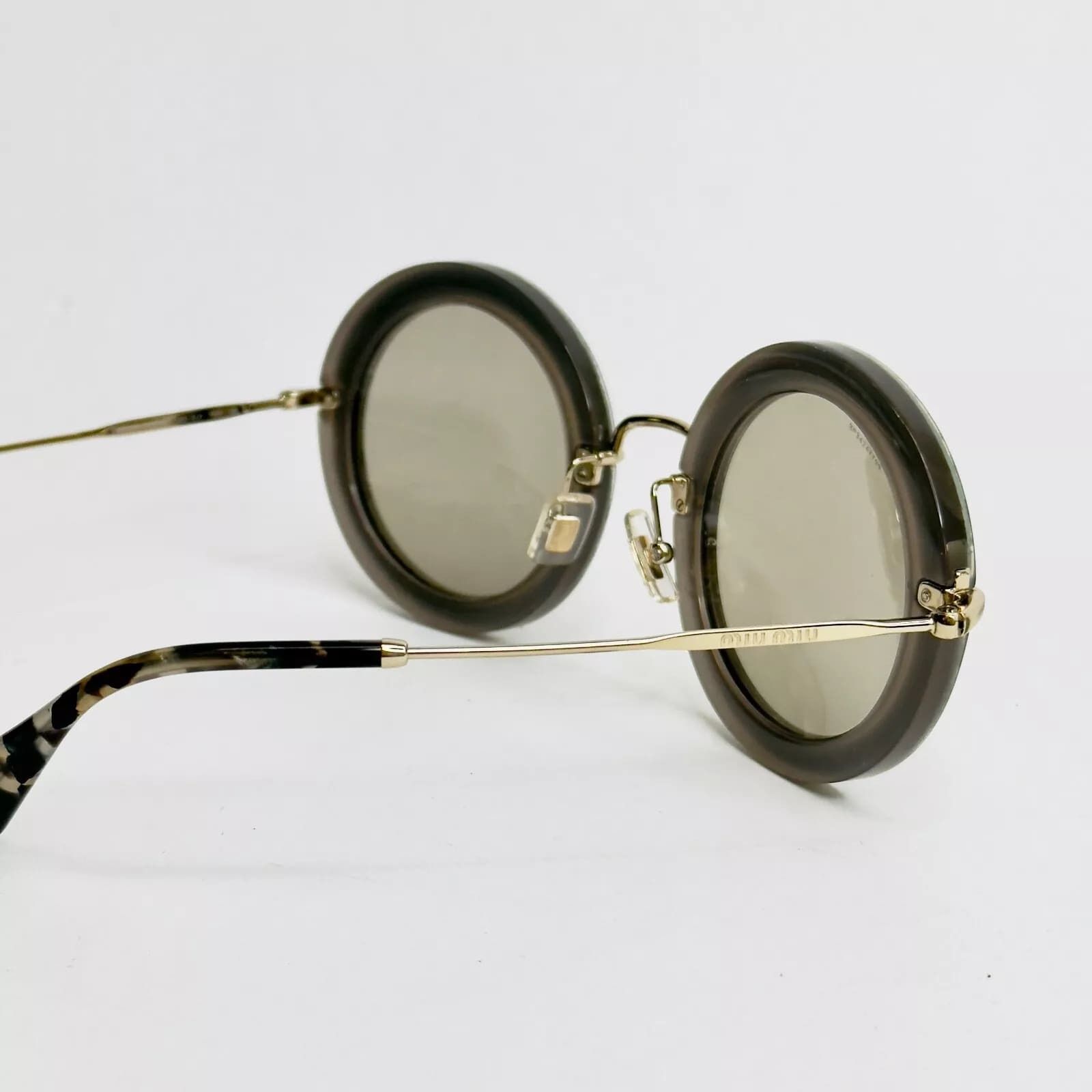 Miu Miu MIU MIU 08R ANIMAL Print LEATHER Round Sunglasses MU08RS Size ONE SIZE - 6 Thumbnail