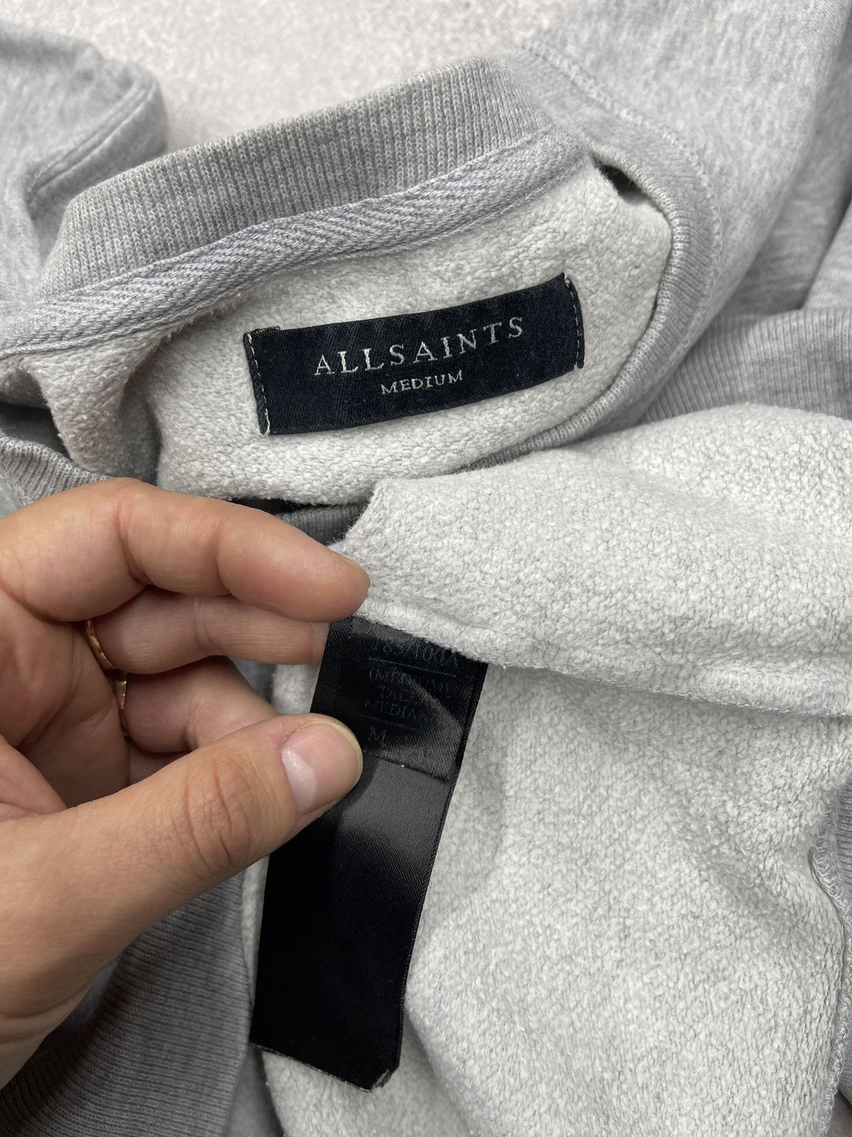 Allsaints Mens AllSaints Raven Crew Sweatshirt Grey Size M Size US M / EU 48-50 / 2 - 6 Thumbnail