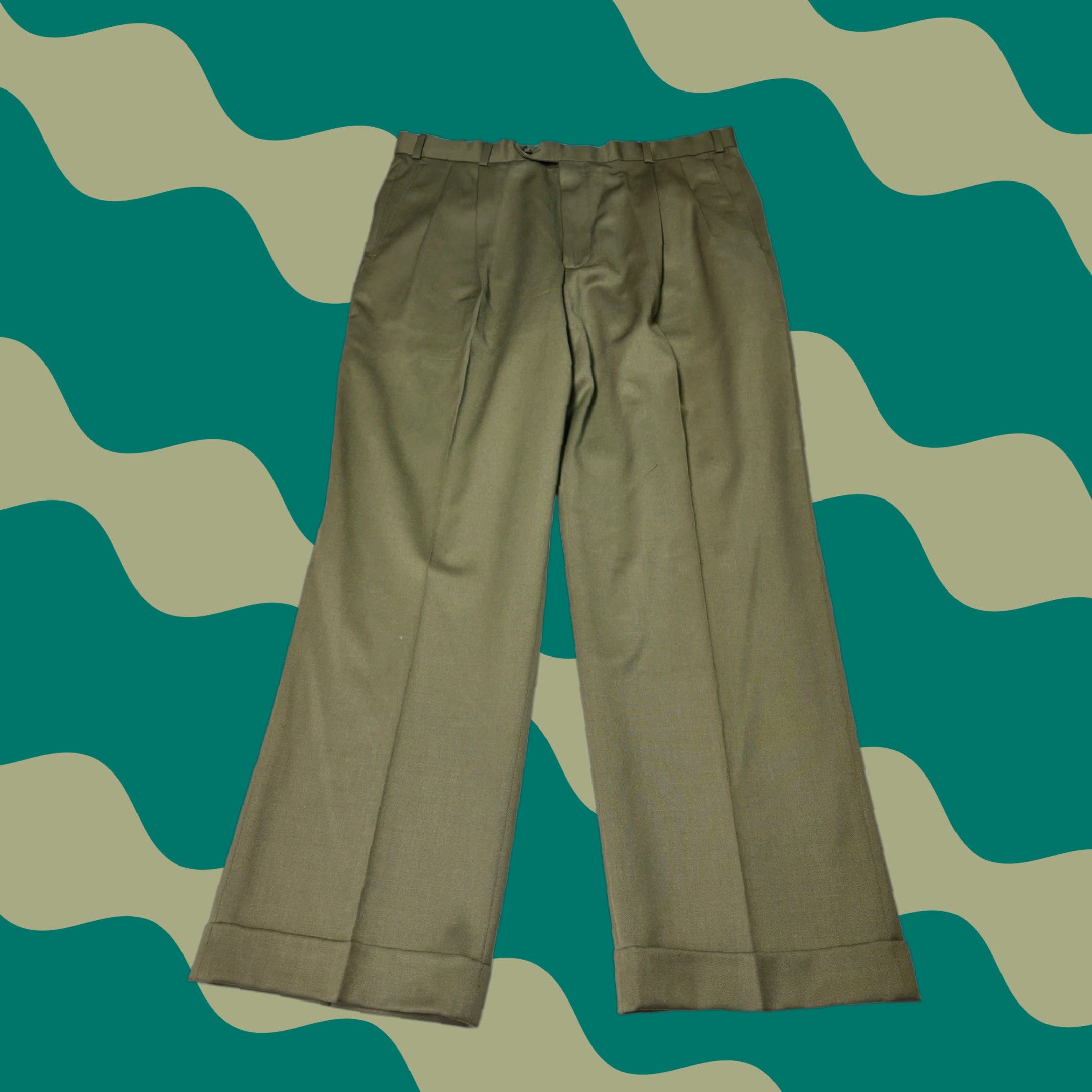 Brooks Brothers Brooks Brothers 346 Dress Pants Wool Olive Green 36x29 Mens Pleated Cuffed Trousers Formal Workwear Size US 36 / EU 52 - 1 Thumbnail