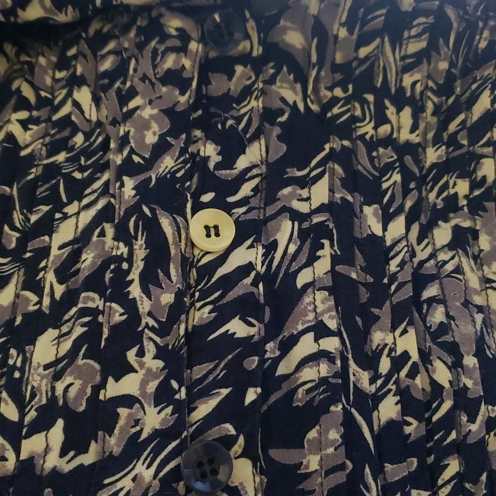 Designer CT900 Ethyl Blue & Gray Floral Pleated Button Down Shirt S Size S / US 4 / IT 40 - 5 Thumbnail