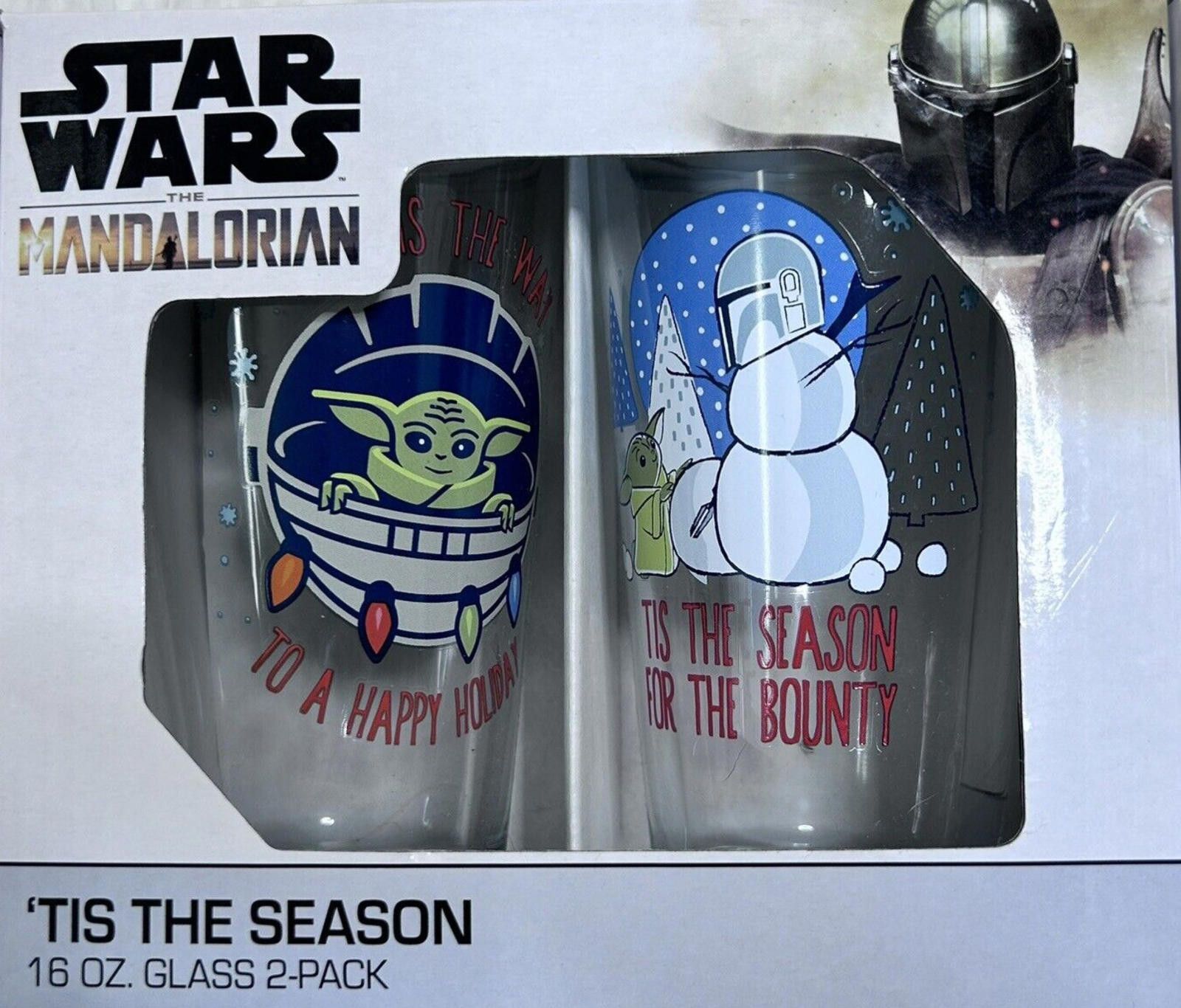 Designer Star Wars Mandalorian TIS THE SEASON 16oz Glasses 2Pk Size ONE SIZE - 1 Thumbnail