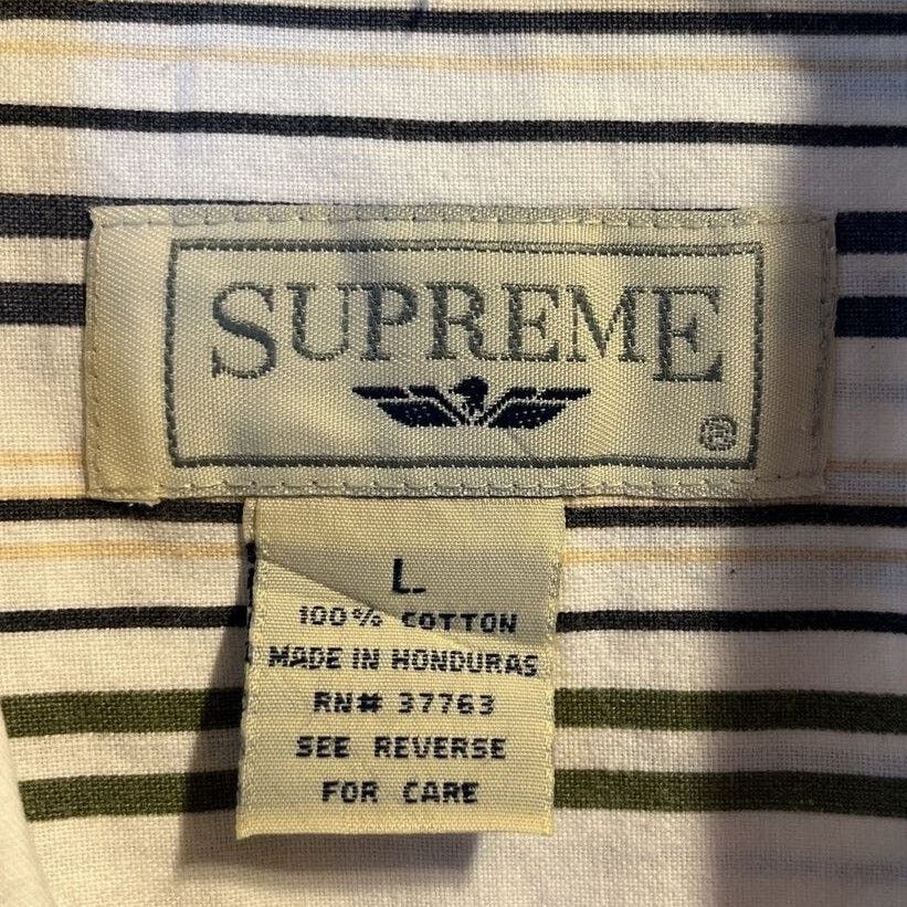 Supreme Supreme Vintage Men’s L White Blue Striped SS Cotton Shirt Size US L / EU 52-54 / 3 - 3 Thumbnail