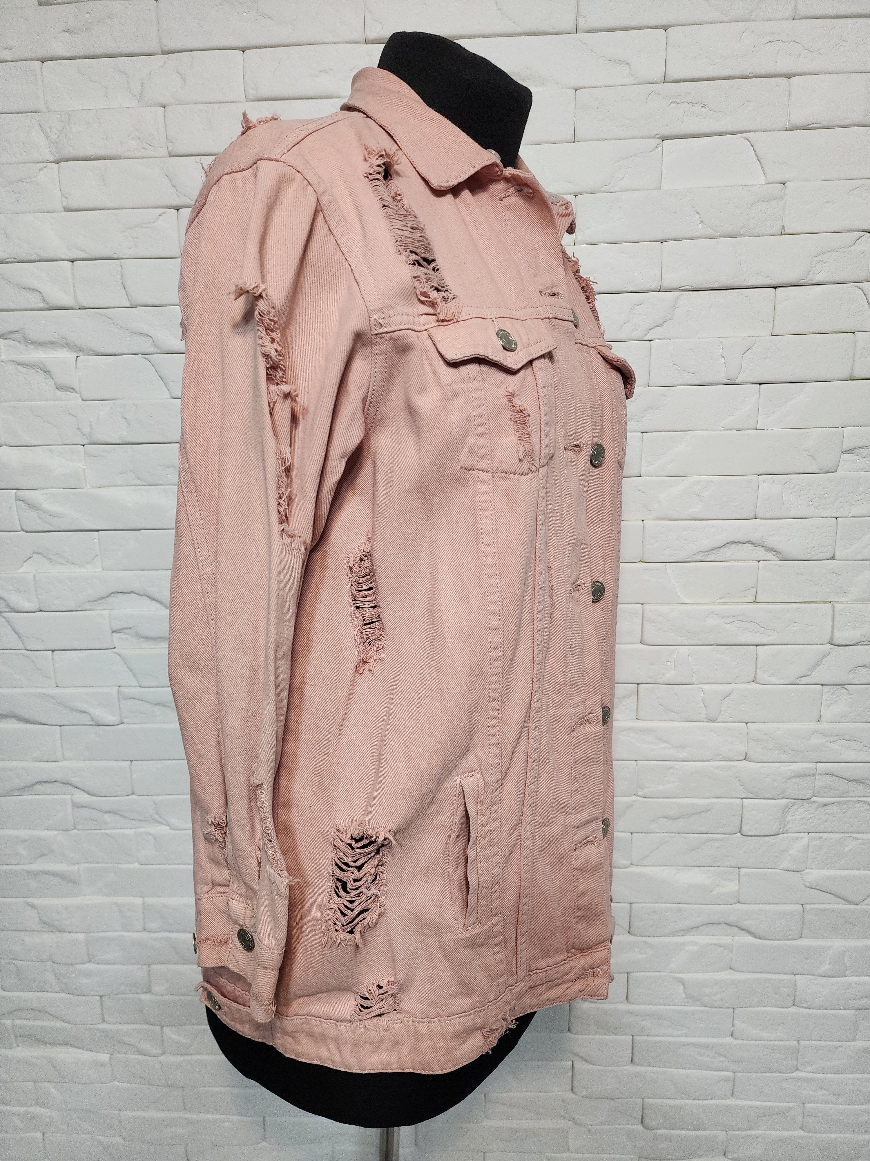 Denim & Co. Pink women's cotton jacket with a decorative design. Size XXL / US 16-18 / IT 52-54 - 3 Thumbnail