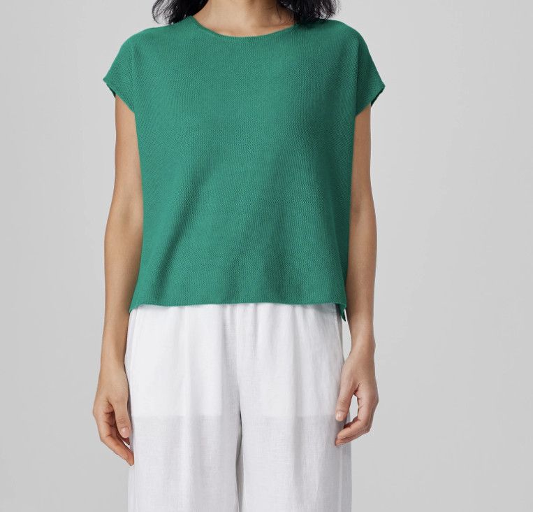 Eileen Fisher Eileen Fisher Organic Linen Cotton Square Top Green ( L ) Size L / US 10 / IT 46 - 3 Thumbnail