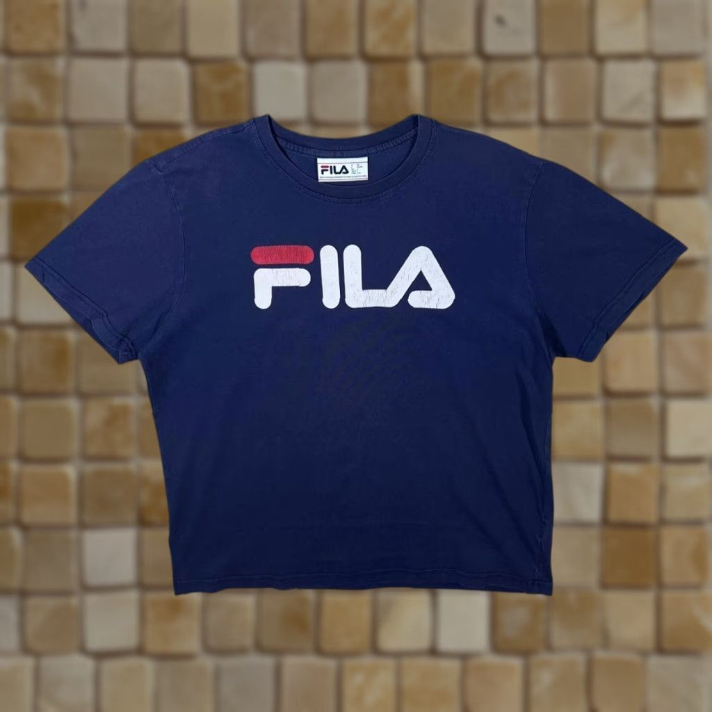 Fila FILA Navy Blue Big Logo Spellout Graphic Short Sleeve Cotton T-Shirt Large Size US L / EU 52-54 / 3 - 1 Thumbnail