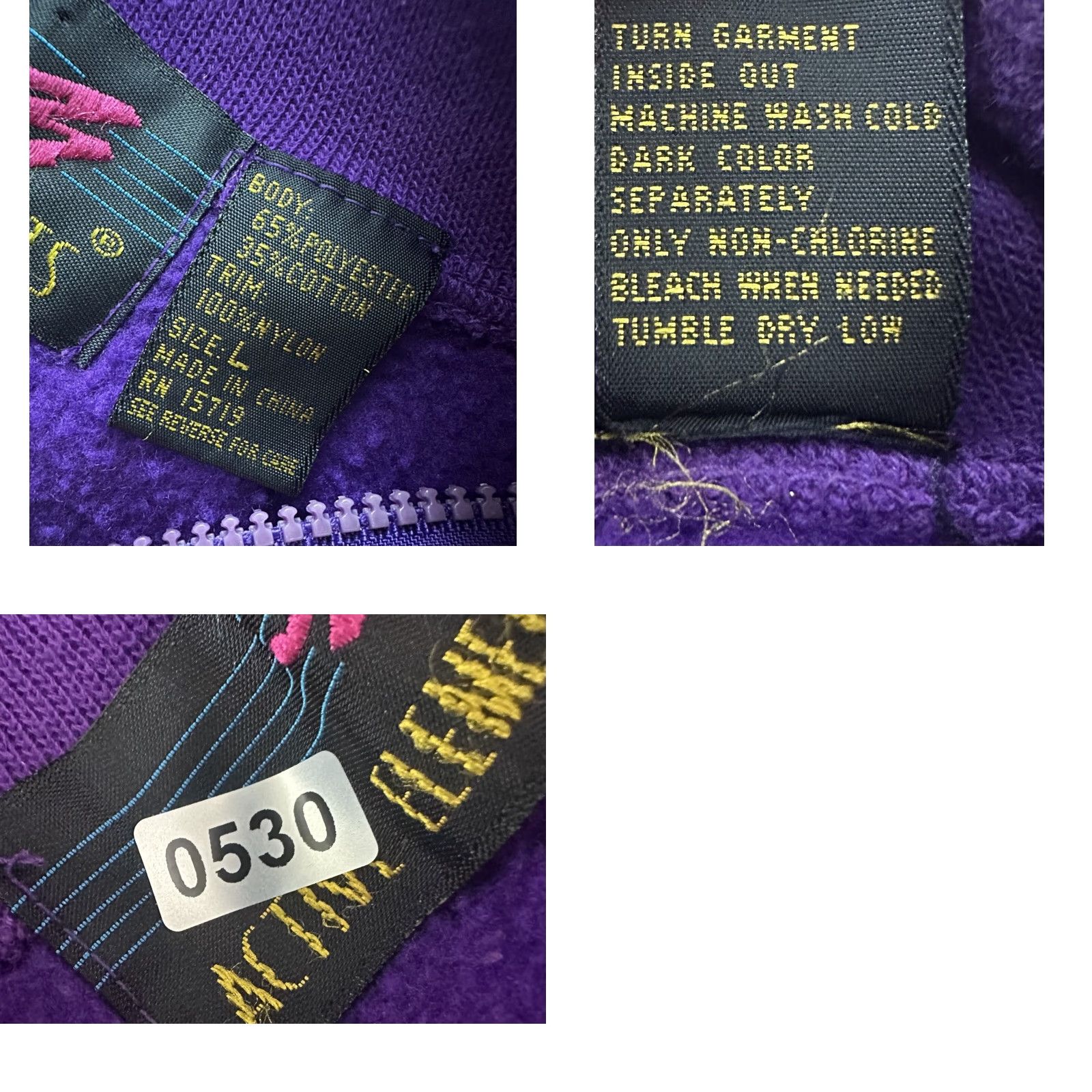 Vintage VINTAGE Active Elements Sweatshirt 80s 90s Geometric Patchwork 1/4 Zip Pullover Purple Women's Large Knit Cotton Blend Casual Womens Size L / US 10 / IT 46 - 9 Thumbnail