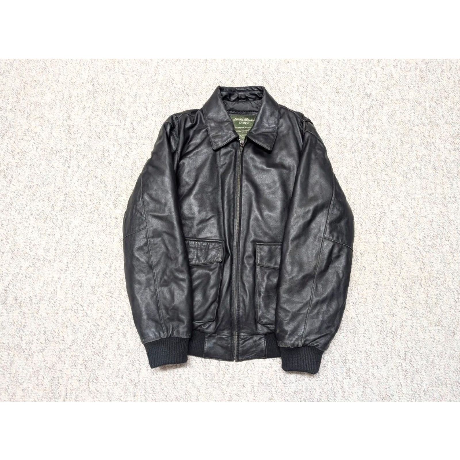 Eddie Bauer VINTAGE Eddie Bauer bomber jacket Lambskin Goose Down GOOSE DOWN leather PUFFER black Men L Jacket Zip Chest 44 in Size US L / EU 52-54 / 3 - 8 Thumbnail