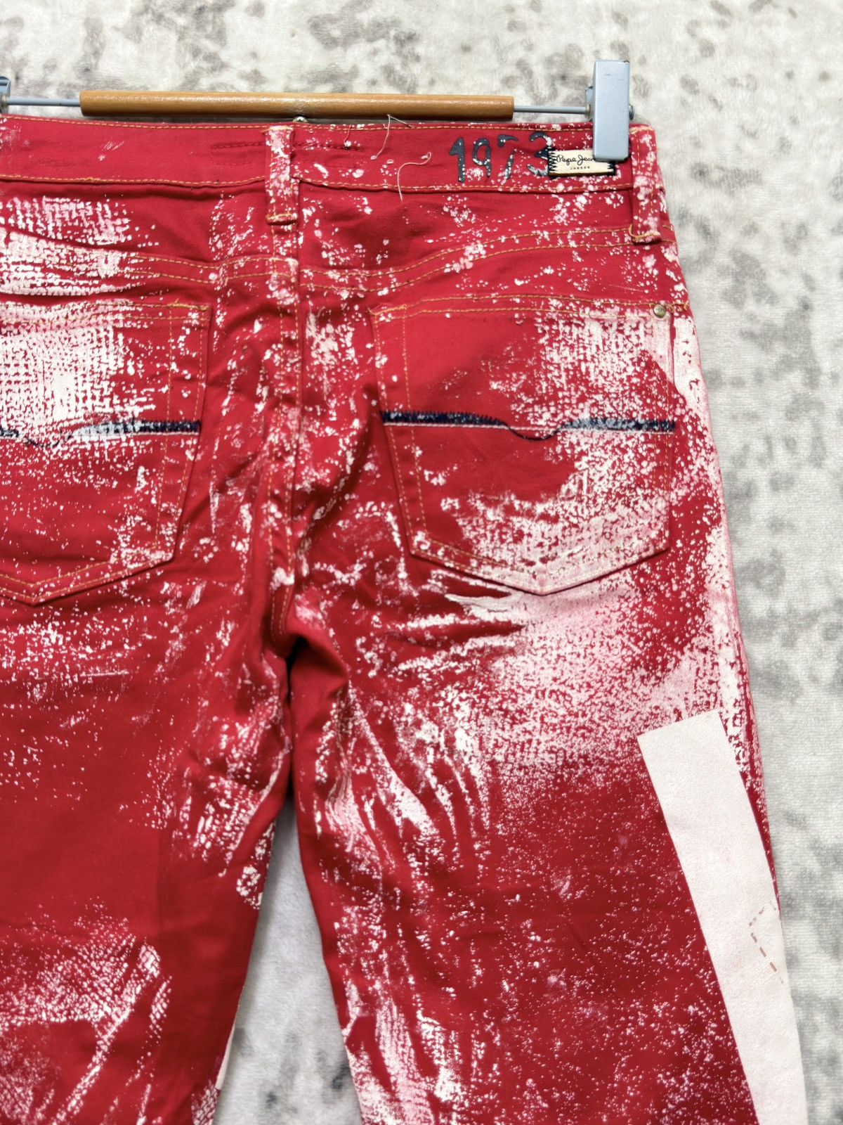 If Six Was Nine Pepe Jeans London Y2K Flare Pant Distressed Red Wash Size US 26 / EU 42 - 11 Thumbnail