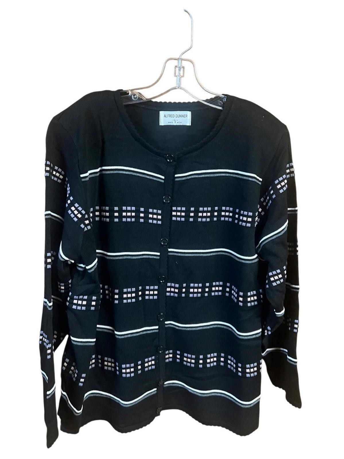 Designer Alfred Dunner Cardigan Sweater Black/Purple/Pink Sz L NWOT Size L / US 10 / IT 46 - 1 Thumbnail