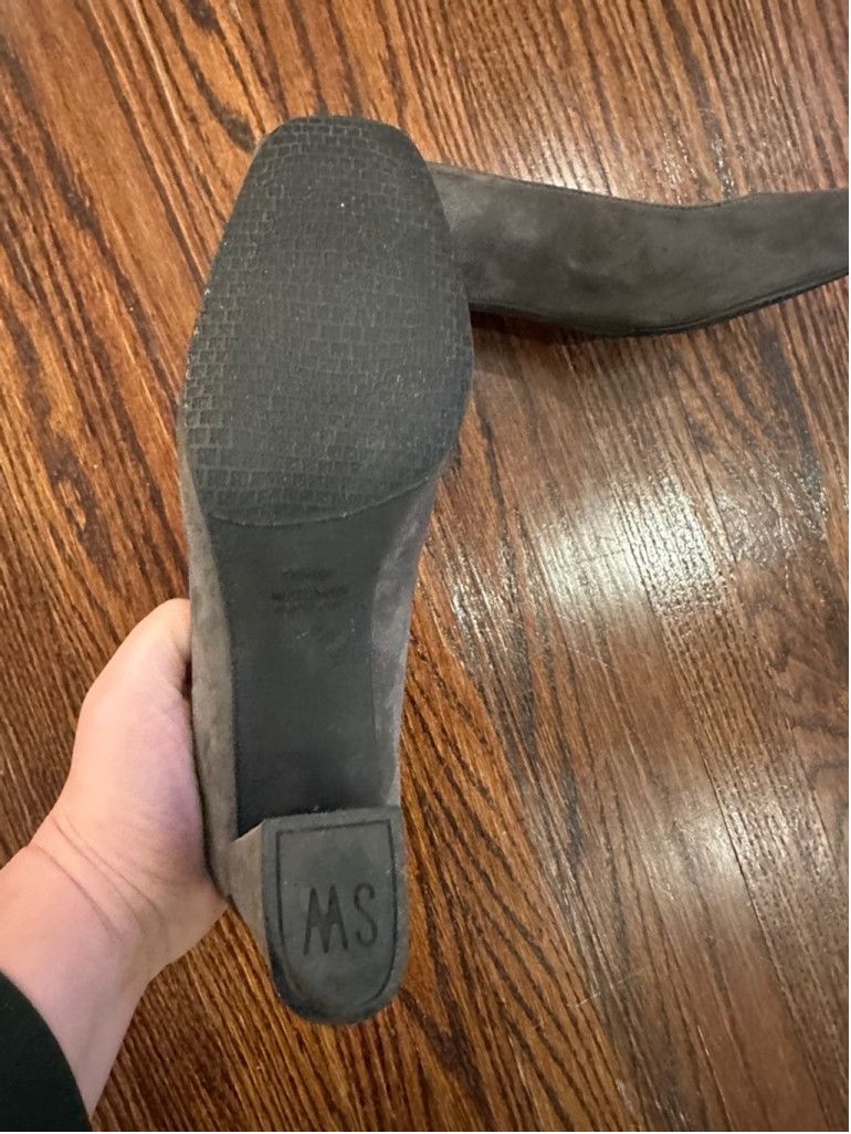 Stuart Weitzman Women's Stuart Weitzman suede leather block Heels Gray 9.5 M Size US 7 / IT 37 - 4 Thumbnail