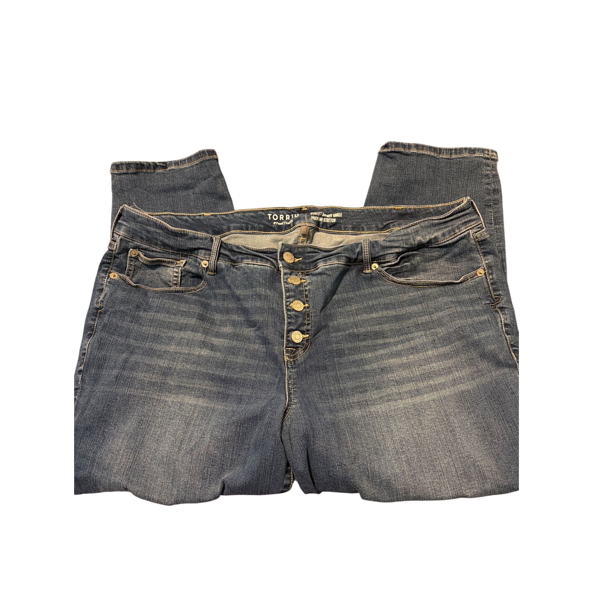 Torrid Torrid Perfect Skinny Ankle Blue Jeans Premium Denim Button Size 42" / US 20 - 2 Thumbnail
