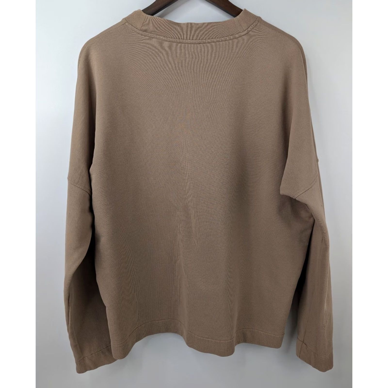 Cos COS Sweatshirt Mens Large Light Taupe Pullover Pocket Stretch Preppy Knit Crew Neck Regular Long Sleeve, Brown, Cotton Polyamide, Fall Winter, Carded Size US L / EU 52-54 / 3 - 4 Thumbnail