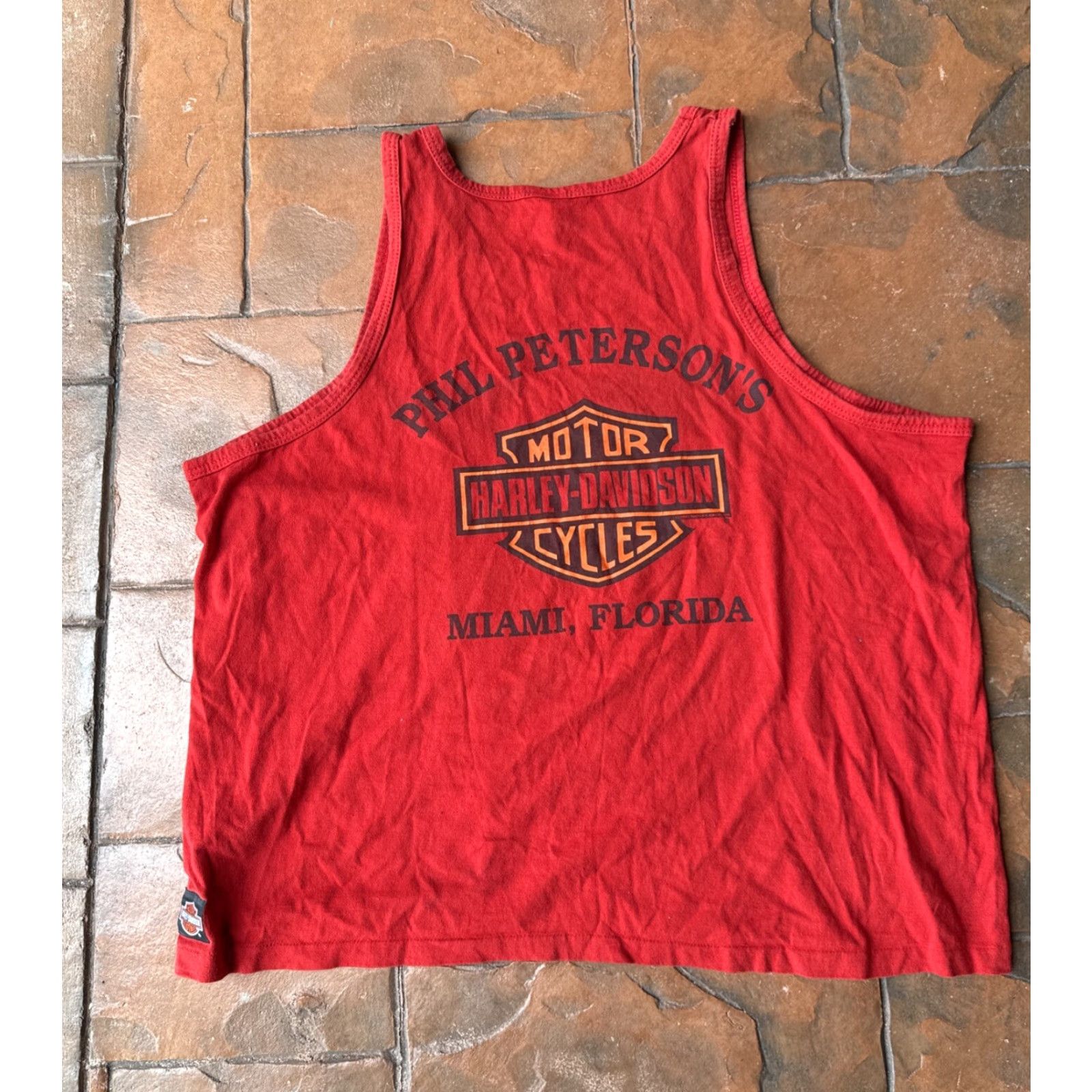 Harley Davidson VINTAGE Harley-Davidson Tank Top Shirt Harley Davidson Miami 90s Biker USA Red L Men Tank Top Shirt Size US L / EU 52-54 / 3 - 3 Thumbnail
