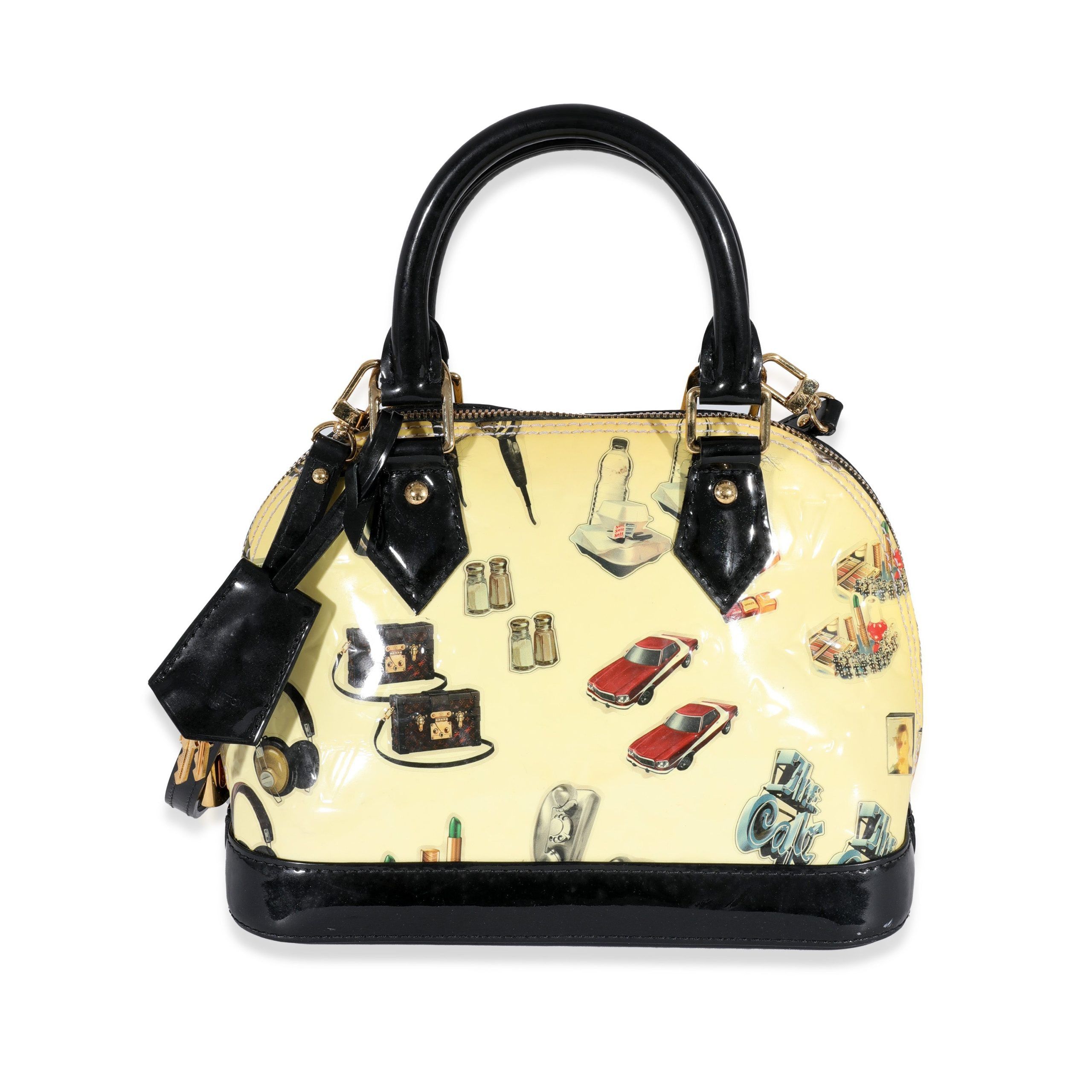 image of Louis Vuitton Monogram Vernis Stickers Alma Bb in Brown, Women's
