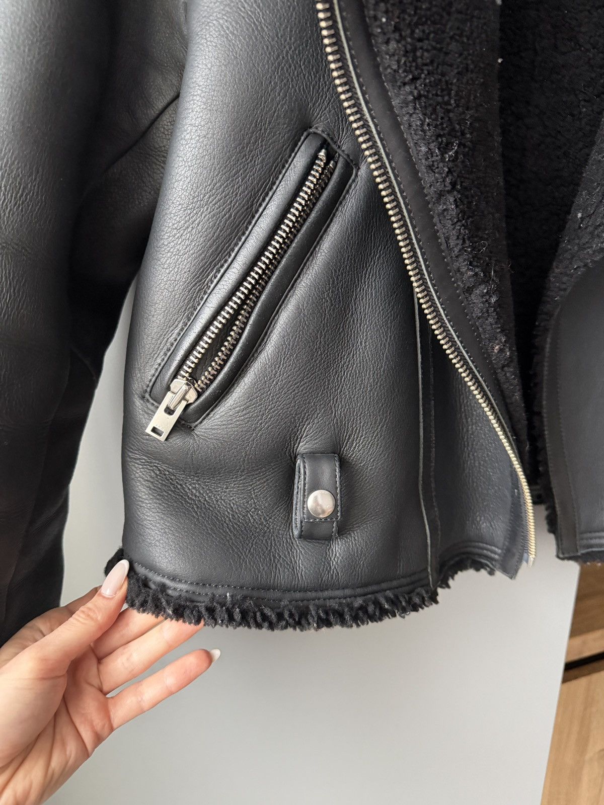 Iro IRO Paris Biker Black Oversized Shearling Jacket Size S / US 4 / IT 40 - 5 Thumbnail