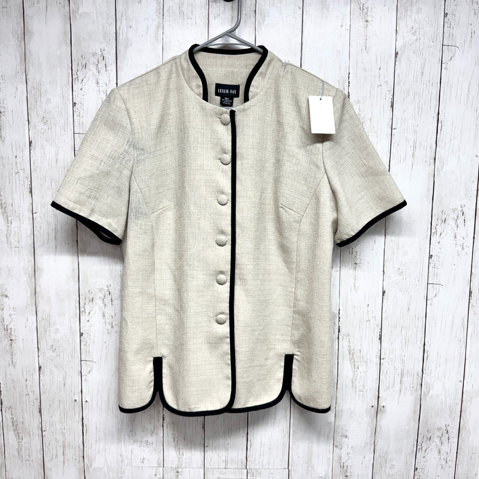 Vintage Vtg Leslie Fay Jacket Size 16P Short Sleeve Button Blouse Size XXL / US 16-18 / IT 52-54 - 1 Thumbnail