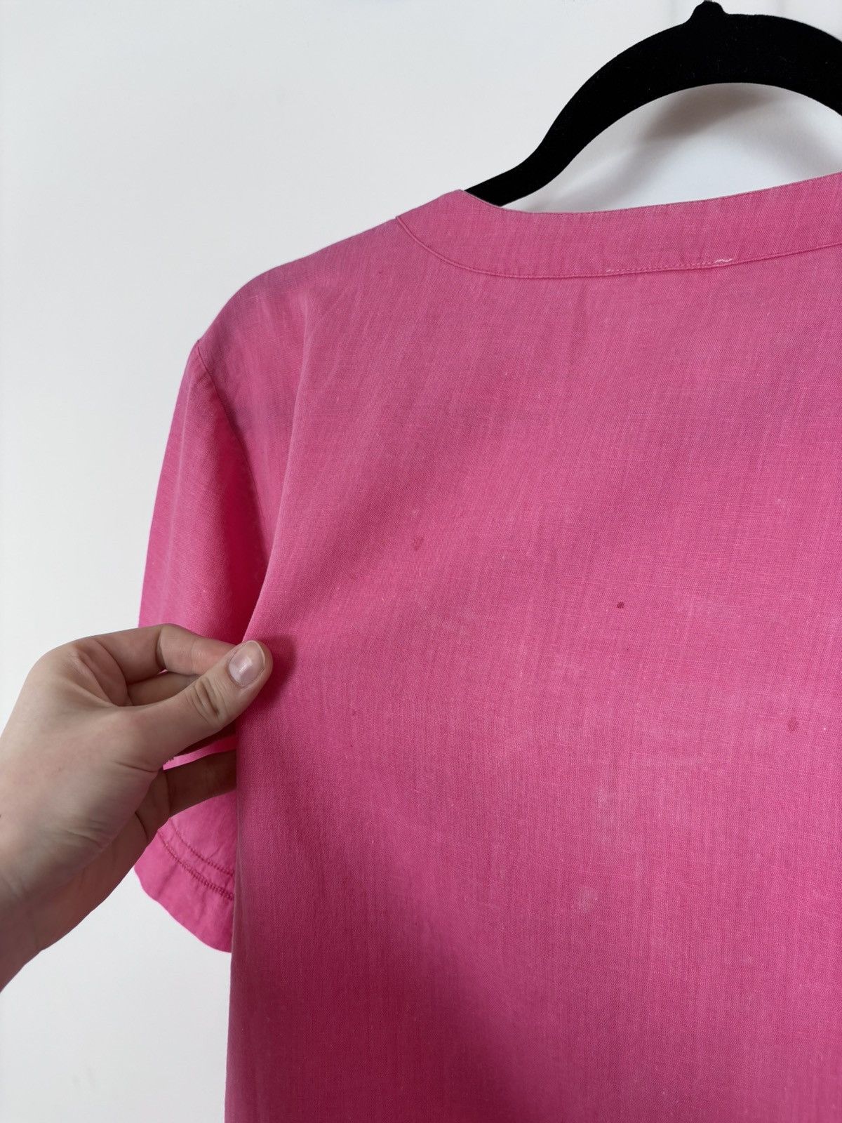 Davide Cenci Davide Cenci Vintage Women’s Pink Linen Short Sleeve Shirt Size L / US 10 / IT 46 - 17 Thumbnail