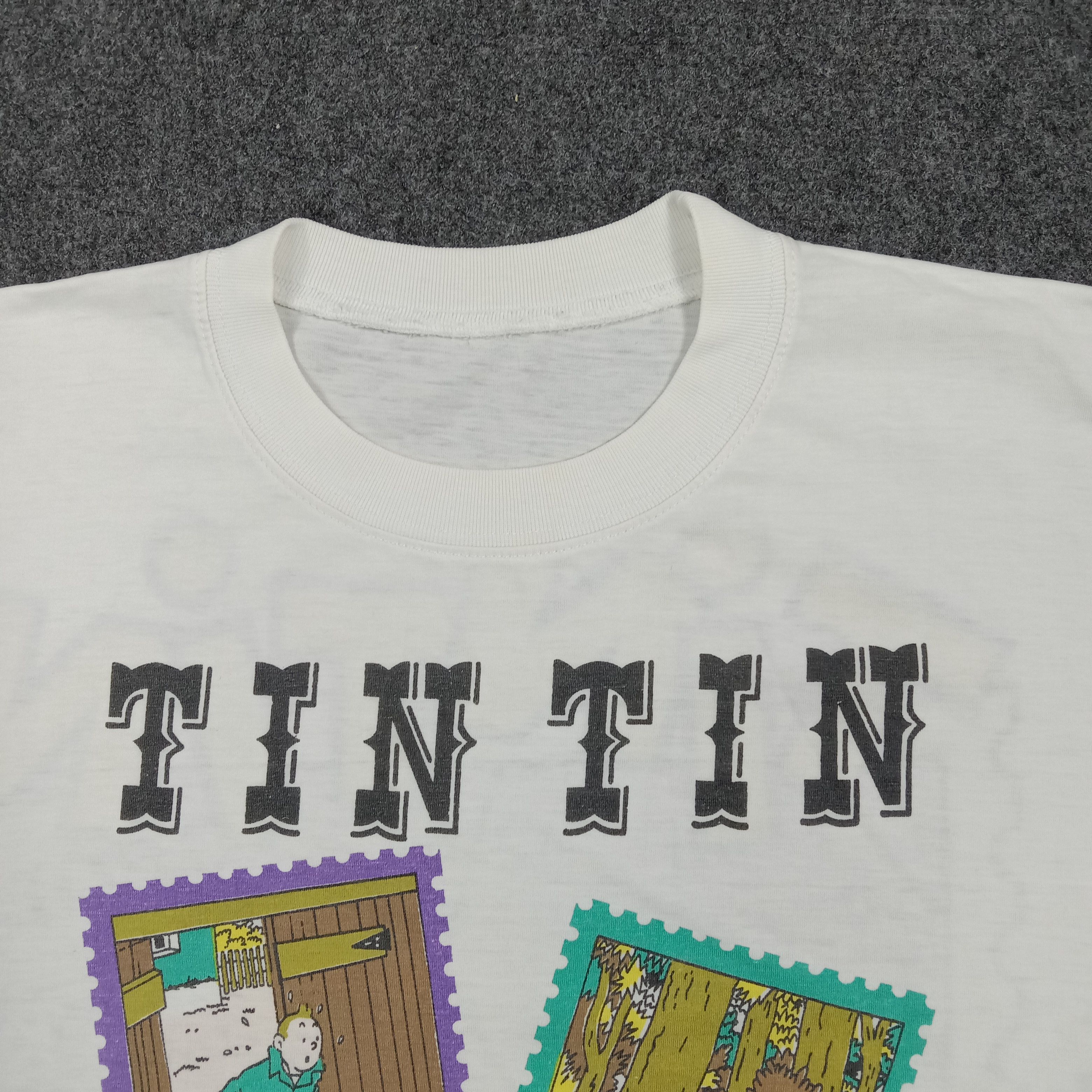 Vintage 90's Tintin American Cartoon Single Stitch Tshirt C294N75 Size US XL / EU 56 / 4 - 3 Thumbnail