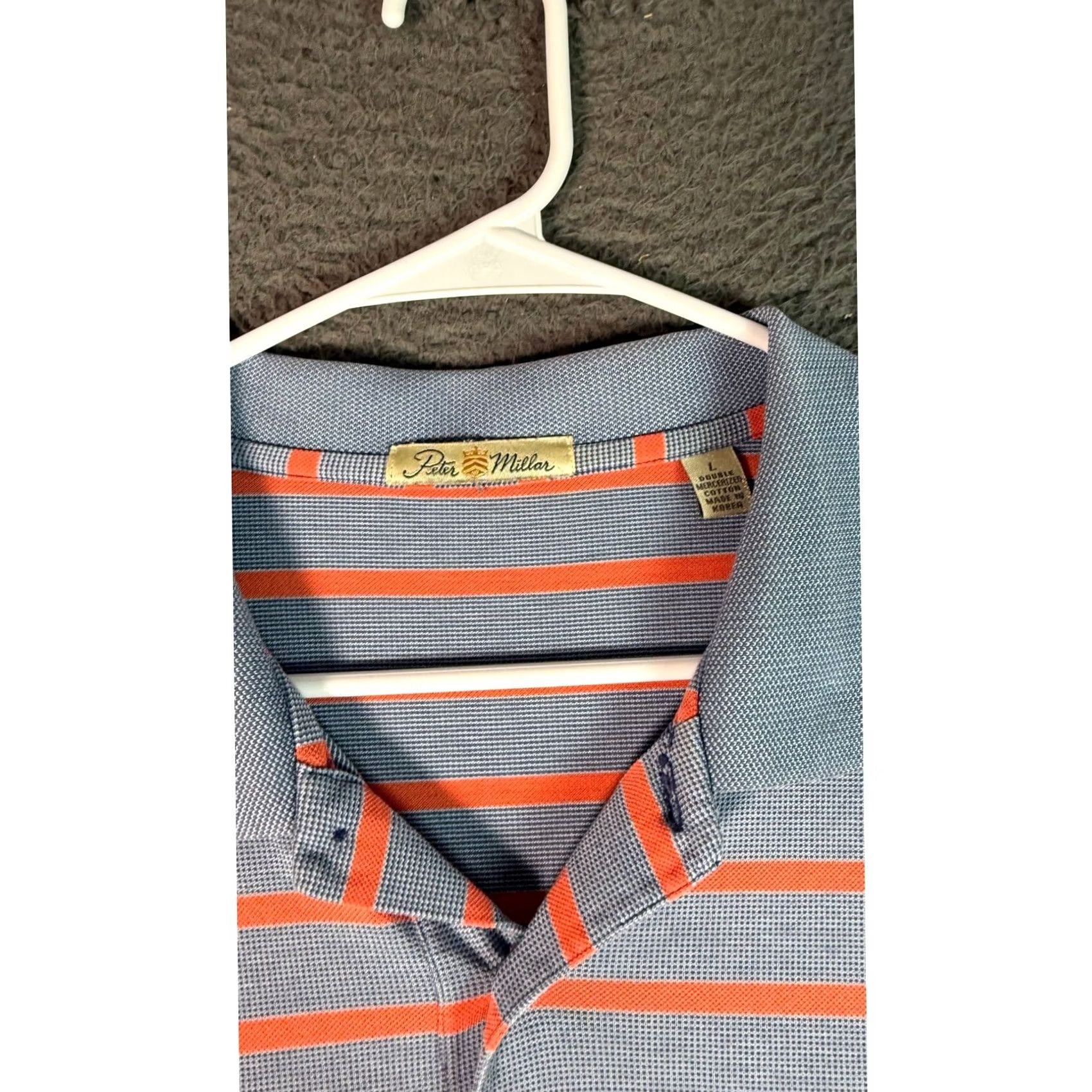 Peter Millar Peter Millar Polo Shirt Striped Golf Casual Short Sleeve Blue Orange Large L Mens Polo Shirt Size US L / EU 52-54 / 3 - 3 Thumbnail