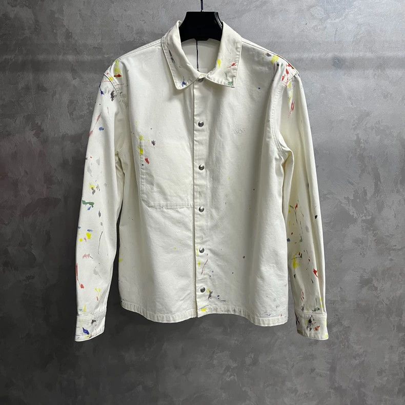 Dior White cotton denim printed long-sleeved shirt 2501-Nextarr Size US M / EU 48-50 / 2 - 1 Thumbnail