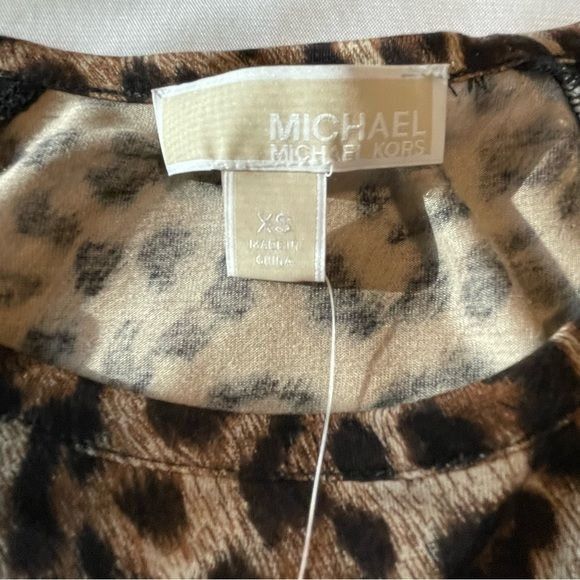 Michael Kors 𝅺Michael Kors Leopard Animal Print Top Lace Shoulders Women Size XS / US 0-2 / IT 36-38 - 10 Thumbnail