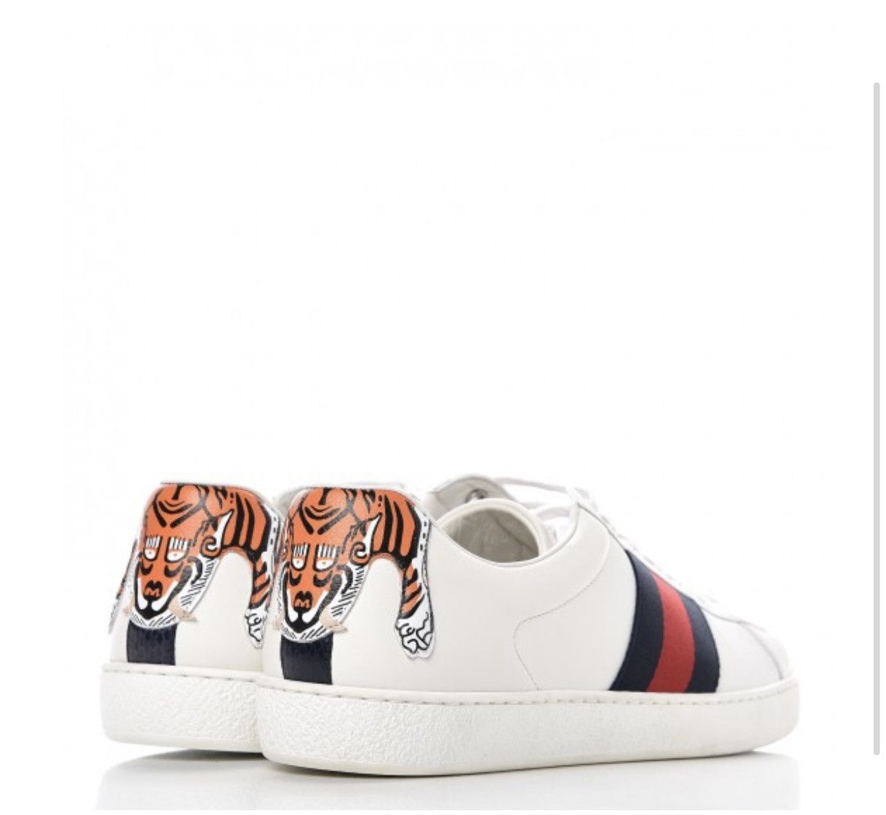 image of Limited Edition Men’S Lambskin Gucci Tiger Ace Sneakers in White, Men's (Size 9.5)